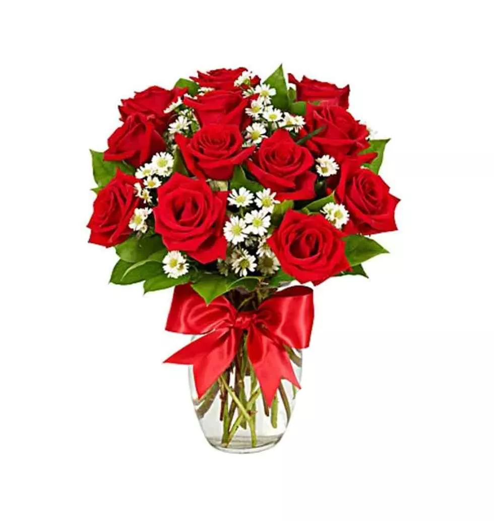 Elegant 12 Red Roses Arrangement