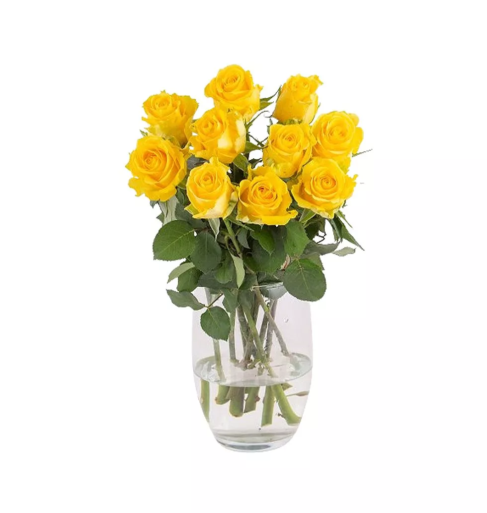 Happiness Blooms: 10 Yellow Roses